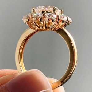 2ct Lab Grown Diamond Cut Halo Cluster Engagement Wedding <b>Ring</b> Statement Floral Minimalist 14K Solid Gold IGI Certified <b>Ring</b> - Product Image 2
