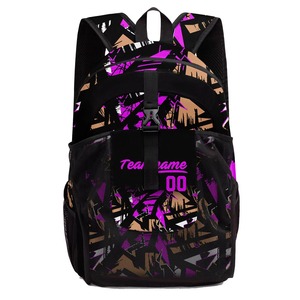 Sac à dos personnalisable à motif géométrique avec nom et numéro d'équipe pour l'école, le sport, usage quotidien, unisexe, polyester, capacité 20-37L - Product Image 3