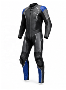 Combinaison de moto en cuir une pièce avec panneaux en mesh technique |   Noir Bleu |   Fabricant OEM ODM |   Qualité de conception haut de gamme | Vêtements de course - Product Image 3