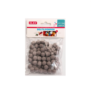 Bolas de Pompones Ilan de 1.5 cm, Grises, 60 Piezas, Decoraciones para Manualidades - Product Image 1