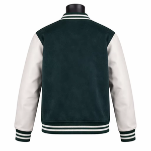 Blouson universitaire matelassé à capuche vert forêt et blanc, 480 g/m², avec empiècements contrastants en polyester/coton et broderie personnalisée - Product Image 2
