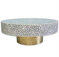 Table basse en os incrusté faite à la main de qualité supérieure, meubles décoratifs modernes pour salon, table basse en os incrusté sur mesure, design de luxe