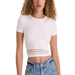 2024 camiseta informal ajustada a la moda para mujer, gran oferta, Manga corta barata, cuello redondo con decoración de botones para el verano - Product Image 1