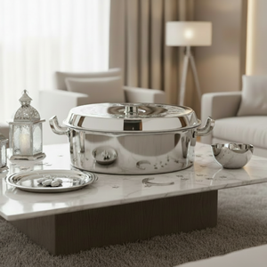 Stainless Steel Casserole with Polished Lid Durable Serveware Hotpot <b>Buffet</b> Casserole Food <b>Warmer</b> Majlis Party for Middle East - Product Image 2
