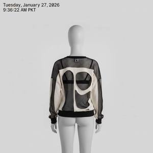 Sweat-shirt d'hiver hybride en coton et maille transparente pour femme, style streetwear personnalisé, patchwork, effet vieilli, anti-rétrécissement, idéal pour les festivals - Product Image 2