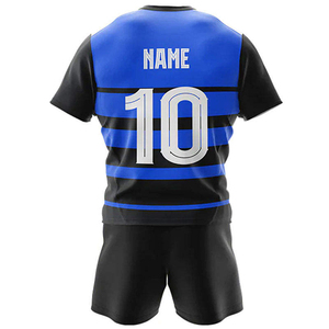 Seragam Rugby Pria Baru Warna Turquoise Hitam Lengan Pendek Bahan Polyester Penyerap Keringat Model Atletis Cocok untuk Semua Musim Jersey Cetak Sublimasi - Product Image 5