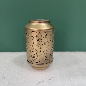 Gold Metal Candle Holder Floral Cut Design <b>Tealight</b> <b>Lantern</b> Decorative Tabletop Home Decor - Product Image 4