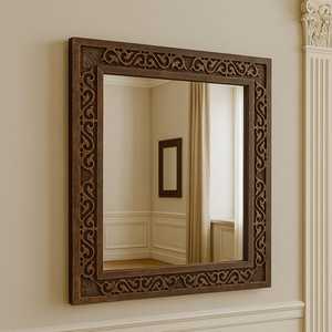 Orion Handicraft OH-3563 Carved Wooden <b>Wall</b> <b>Mirror</b> Modern <b>Rectangular</b> Frame Handcrafted Eco-Friendly Durable Decorative <b>Mirror</b> - Product Image 2