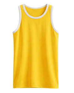 Custom <b>Yellow</b> Men Tank <b>Top</b> Cotton Sleeveless <b>Vest</b> O Neck Summer Gym Workout Casual Plain Singlet OEM Manufacturer Supplier - Product Image 1