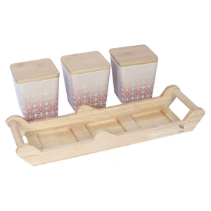 Top selling Wooden Food <b>Storage</b> Box With Tray <b>Containers</b> With Airtight Lids For Kitchen Food Preservation <b>Stackable</b> <b>Storage</b> Box - Product Image 2