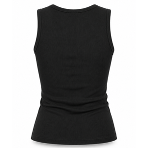 Débardeur côtelé respirant pour femme, sans manches, col rond, coupe ajustée, tricoté, 95% coton, couleur unie, style décontracté streetwear - Product Image 5