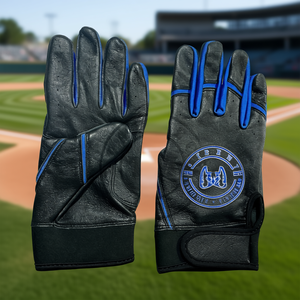 Custom Logo Premium Leather Baseball Batting Gloves XL <b>Hook</b> Loop Closure Ambidextrous Design Maximum Grip Flexible Fit Black - Product Image 3