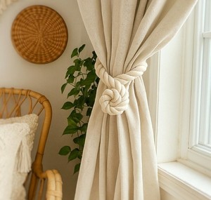 Curtain holder - <b>tieback</b> for curtains, rope binding with magnet hold - Product Image 3