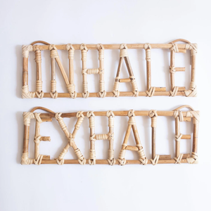 Arte decorativo de pared de ratán hecho a mano, con cita creativa, para decoración del hogar, estilo escandinavo, de Vietnam. - Product Image 2