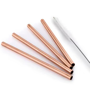 Colección de Pajitas de Cobre Reutilizables Premium con Cepillo de Limpieza y Bolsa de Transporte, Elegantes Utensilios para Beber en Uso Diario - Product Image 1