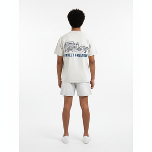 Custom Oversized Acid Wash T-Shirt Short Set for Men Men's Summer Graphic Cotton 2-Piece Tracksuit with Screen Printing Design - Product Image 3