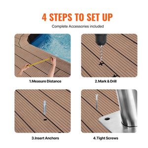Corrimano per Piscina in Acciaio Inox 39 X 32 Pollici con Piastra di Base, Ringhiera di Sicurezza per Piscina Interna/Esterna - Product Image 3