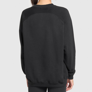 Ribbed Trim Ladies Crew Neck Sweatshirt Women's Casual Streetwear Winter 100% Cotton <b>Sweat</b> <b>Top</b> Custom Logo Supplier - Product Image 5