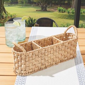 Premium Handmade Rattan Kitchen Storage Organizer <b>Basket</b> For Cutlery Flatware Napkins And <b>Table</b> Accessories - Product Image 1