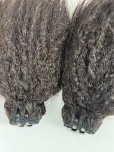 Natural <b>Black</b> Kinky Straight Human <b>Hair</b> Bundles, 100% Virgin <b>Hair</b> Coarse Yaki Weave <b>Extensions</b> Double Machine Weft - Product Image 3