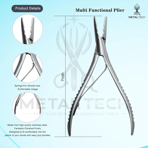 Custom Stainless Steel Hair Extension Pliers With 2 Holes Multi Functional Hair Extension <b>Tool</b> For Hair Remove Micro Ring Loop - Product Image 4