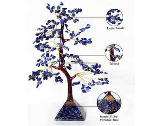 Base de pirámide orgonita de 300 chips al por mayor, árbol de piedras preciosas de lapislázuli, artesanías de piedra semipreciosa Natural para curación de Reiki Feng Shui - Product Image 4