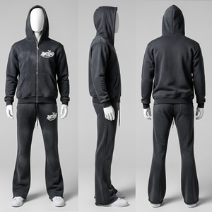 Custom Logo Unisex Men's Tracksuit Sweat Suit Breathable Plus Size <b>Full</b> <b>Zip</b> <b>Hoodie</b> Jogger Set 100% Cotton - Product Image 1