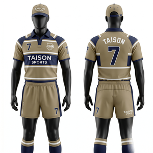 Uniforme de rugby personnalisé, 220 GSM, polyester interlock de qualité supérieure, design à panneaux rouge, noir et blanc, sublimation, broderie, logo par transfert thermique - Product Image 5
