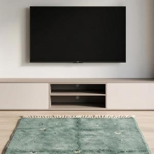 Luxury <b>Teal</b> Hand Tufted Wool Area <b>Rug</b> with Fringe Classic Floral Pattern Flat Pile Carpet for Living Room Bedroom Decor - Product Image 2