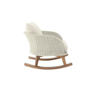 Set di 2 sedie a dondolo contemporanee minimaliste in vimini beige da 29,5 pollici con struttura in legno resistente e morbidi cuscini in poliestere - Product Image 6