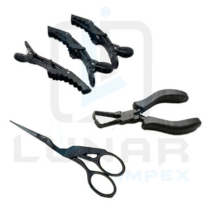 ชุดอุปกรณ์ต่อผมสแตนเลสสีดำ รุ่น Black Mate เหมาะสำหรับต่อผมแบบ Weft  พร้อมกระเป๋าหนัง PVC ซิป  สามารถสกรีนโลโก้ได้ - Product Image 4