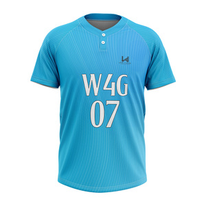 Maillot de baseball sur mesure à 2 boutons, manches courtes, imprimé par sublimation, uniforme, vente en gros, usine de vêtements de sport OEM - Product Image 4