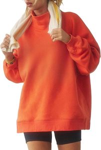 Pull à col roulé pour femme à manches longues en polaire épaisse avec logo personnalisé imprimé sur le devant et couleur personnalisée - Product Image 5