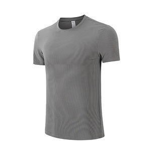 Camiseta Deportiva Gris para Hombre, de Secado Rápido, Manga Corta, Cuello Redondo, Holgada, 100% Algodón, para Gimnasio y Entrenamiento - Product Image 1