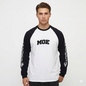 Custom Raglan Long Sleeve <b>T</b> Shirt Men Contrast Sleeve Cotton Casual Streetwear Graphic Print Wholesale Supplier Men's shirts - Product Image 6