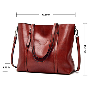 Bolsos de Mano de Cuero Genuino para Mujer, a la Moda, de Diseño Vintage, con Dos Correas, para Invierno, del Mejor Fabricante de Suministros OEM - Product Image 3