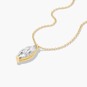 14K White Gold Marquise Cut Lab Grown Diamond Solitaire Pendant <b>Necklace</b> Elegant Minimalist Fine Jewelry For Women - Product Image 5