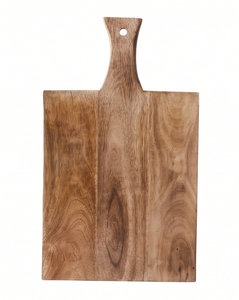 Tabla de cortar rectangular de madera de mango natural resistente con orificio para colgar y asa, ideal para queso. - Product Image 1