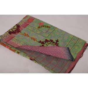 Vintage Cotton Kantha Suzani <b>Quilt</b> Handmade Floral Embroidered Eco-Friendly Washable Boho Bedspread Indian <b>Throw</b> Blanket - Product Image 6