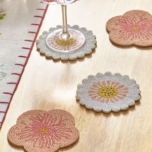 CRYSTAL CRAFT Embroidery Art Seed Beads <b>Coaster</b> For Christmas Season Elegant Christmas Decor Handmade Seed Beads <b>Beaded</b> <b>Coaster</b> - Product Image 5