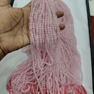 Cuentas sueltas semipreciosas facetadas de forma redonda de cuarzo rosa Natural 100%, cuentas naturales, piedras preciosas sueltas, joyería hecha a mano - Product Image 1