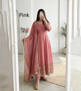 Traje Tradicional Indio Personalizable para Mujer, Especial para Eid Ramzan, Anarkali, Estilo Vestido Listo para Usar, Pantalón Natural Pakistaní - Product Image 1