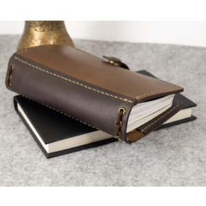 Carnet de notes en cuir fait main avec couverture en cuir grainé, porte-stylo, organiseur de journal de voyage, accessoire de lecture, poches rechargeables - Product Image 2