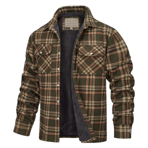 Veste en polaire à carreaux à manches longues pour homme, coupe ajustée, grande taille, respirante, coupe-vent, imperméable, % coton, toutes saisons, OEM personnalisé - Product Image 3