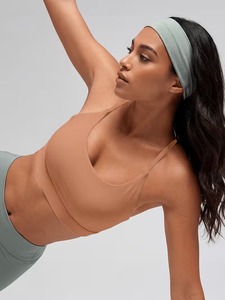 Ladies Strappy <b>Open</b> Back Activewear <b>Bra</b> Soft Butter Fabric Wirefree Padded Gym Crop Tank Top Custom Private Label Base - Product Image 5
