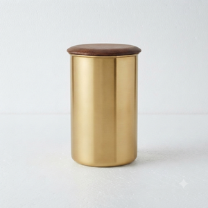 Modern Brass <b>Storage</b> Canister with Wooden Lid Decorative <b>Kitchen</b> Counter <b>Jar</b> Coffee Tea Sugar Dry Food Container OEM Wholesale - Product Image 2