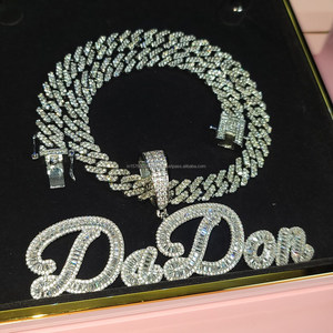 " DoDon " <b>Letter</b> Pendant With Cuban Link Chain Moissanite Diamond Hip Hop Necklace Luxury Jewelry - Product Image 1