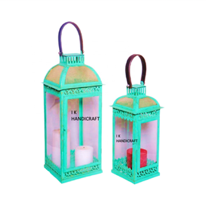 เชิงเทียนโลหะเฮอร์ริเคนสีเขียวแบบชนบทสีเขียวแบบโบราณชุดตะเกียงแบบปรับแต่งได้สำหรับตกแต่งบ้านสำหรับวันคริสต์มาสเดือนรอมฎอน - Product Image 1