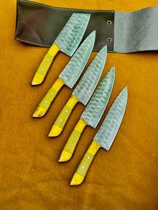 High Quality Durable Sustainable <b>Sharp</b> Damascus Steel Ambidextrous Chef <b>Knife</b> <b>Set</b> 67-Layer Blade Design Five-Piece Handmade - Product Image 3
