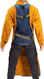 Wholesale Price Cowhide Leather Chest Protective Welding BBQ <b>Work</b> <b>Apron</b> Heavy Duty Genuine Leather Working Welder <b>Aprons</b> - Product Image 2